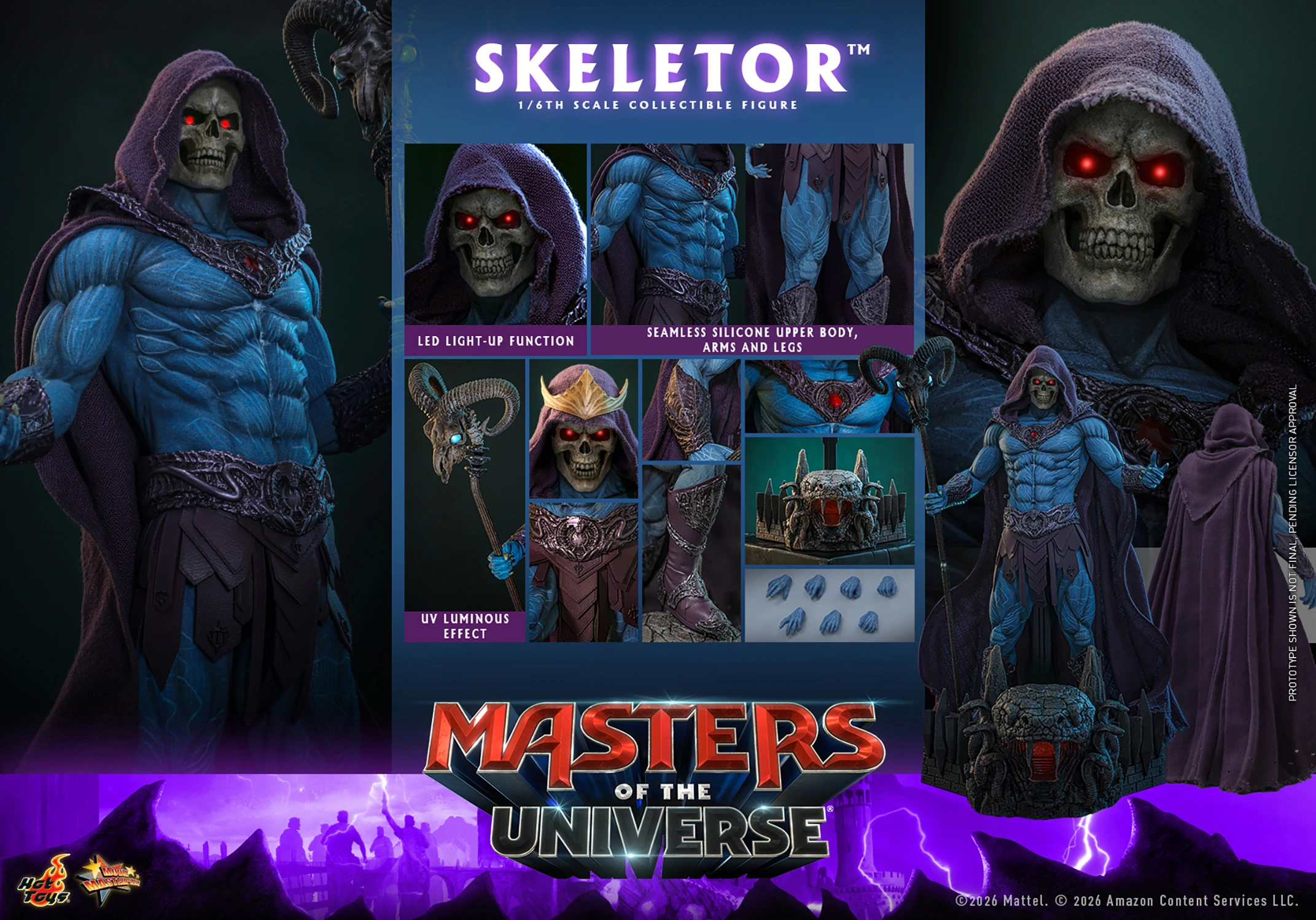 Figurine d'action Skeletor à l'échelle 1/6 de la maîtrise des univers Hot Toys