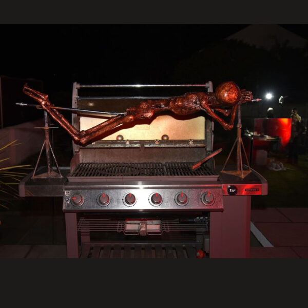 skeleton on a spit halloween decoration