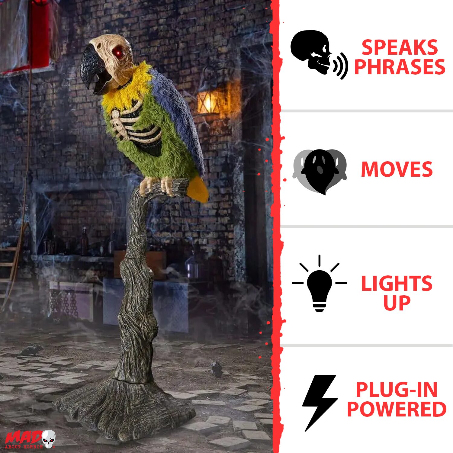 5ft Dead Water Rotwing Parrot Halloween Animatronic