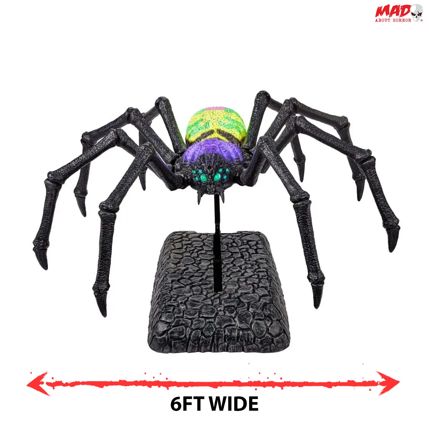 6 Fuß (ca. 1,8 m) großer gruseliger animatronischer Kriechspinne aus dem Wicked Woods Halloween