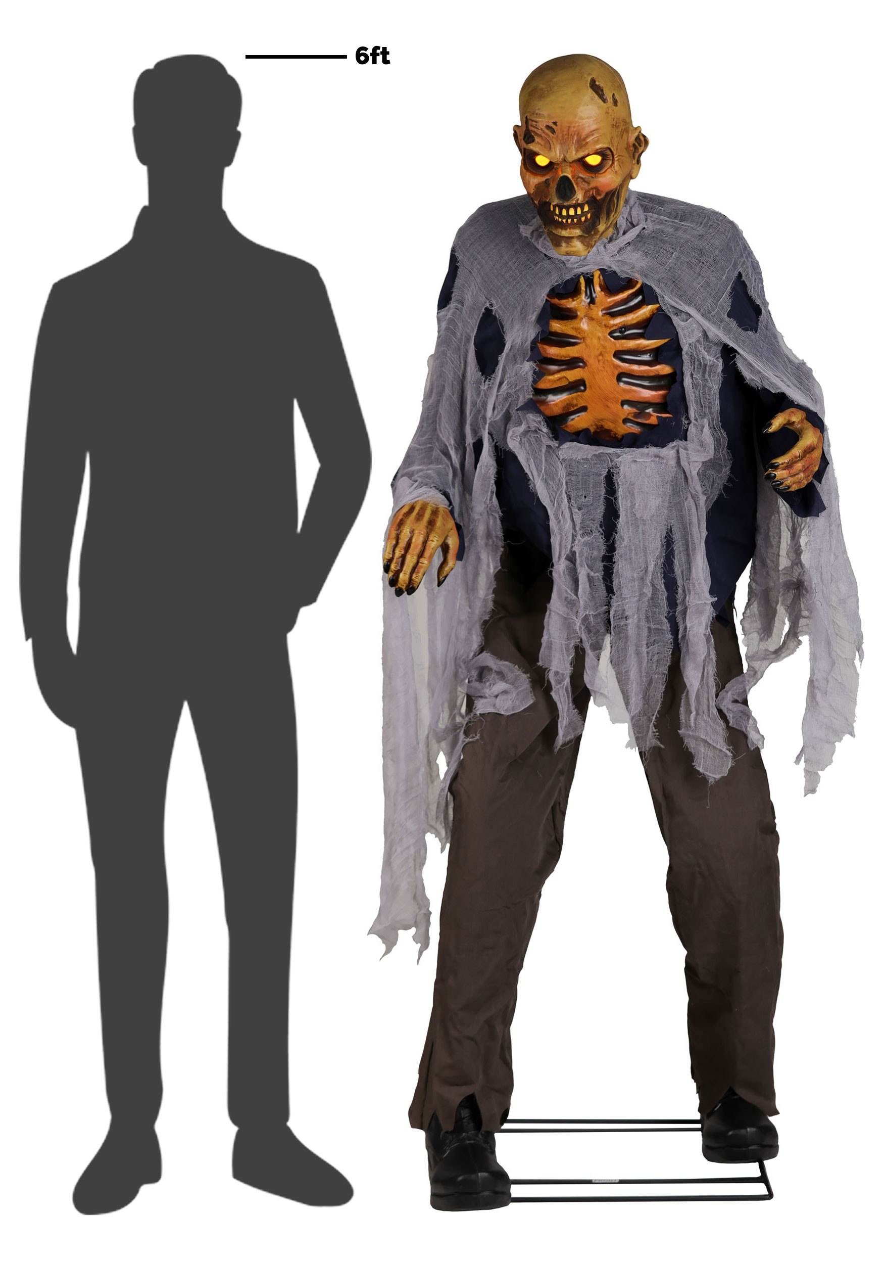 Animatronique de zombie de 5,9 pieds pour Halloween