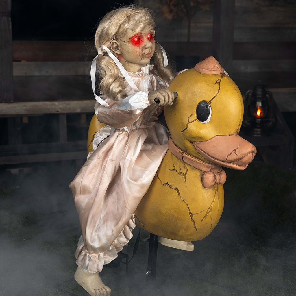 Poupée animatronique à bascule en forme de canard de 2,8 pieds pour Halloween