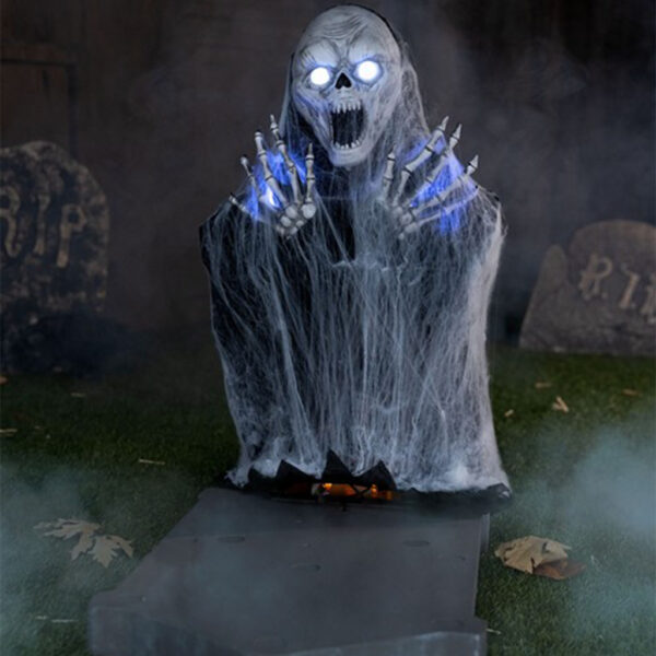 Prop animé Squelette et pierre tombale pour Halloween
