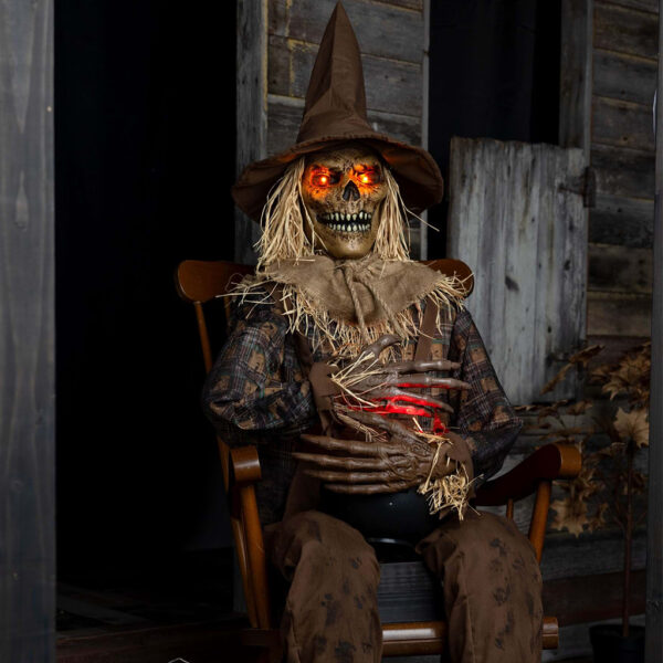 Scarecrow assis animé "Swiping Scully" pour Halloween