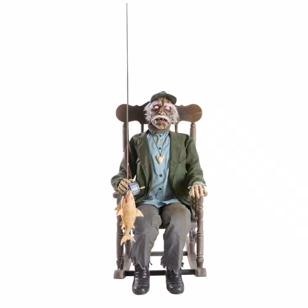 6.5ft Dead Water Fisherman in Rocking Chair Halloween Animatronic