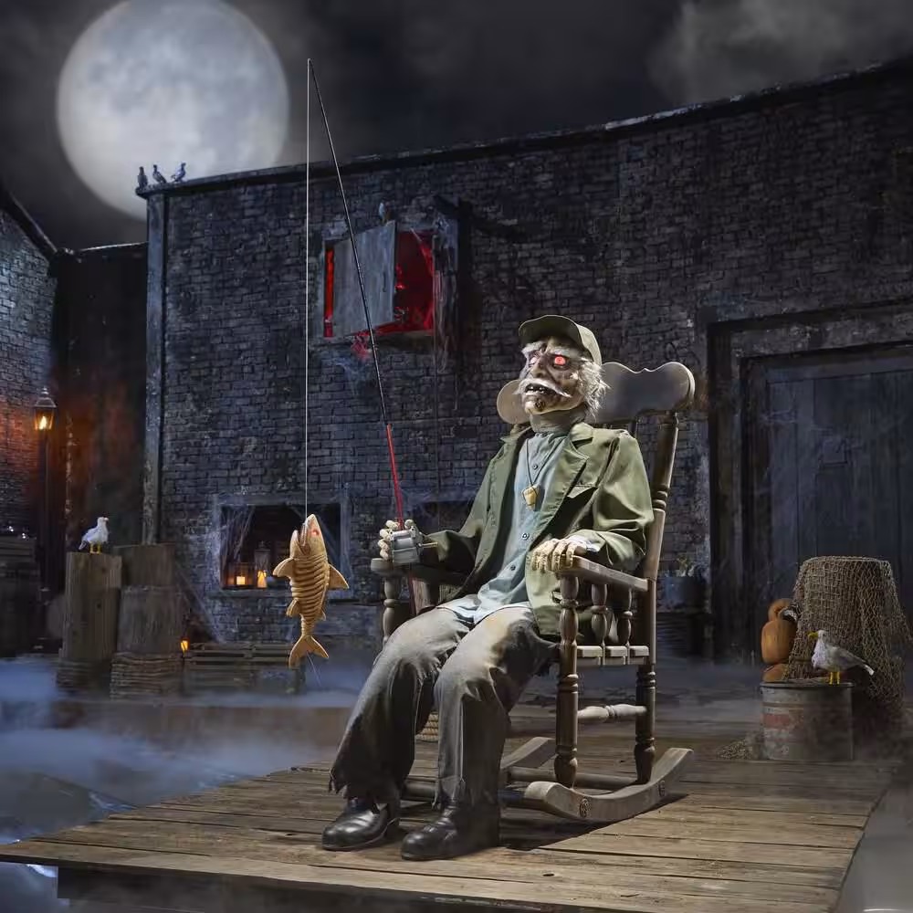 6.5ft Dead Water Fisherman in Rocking Chair Halloween Animatronic
