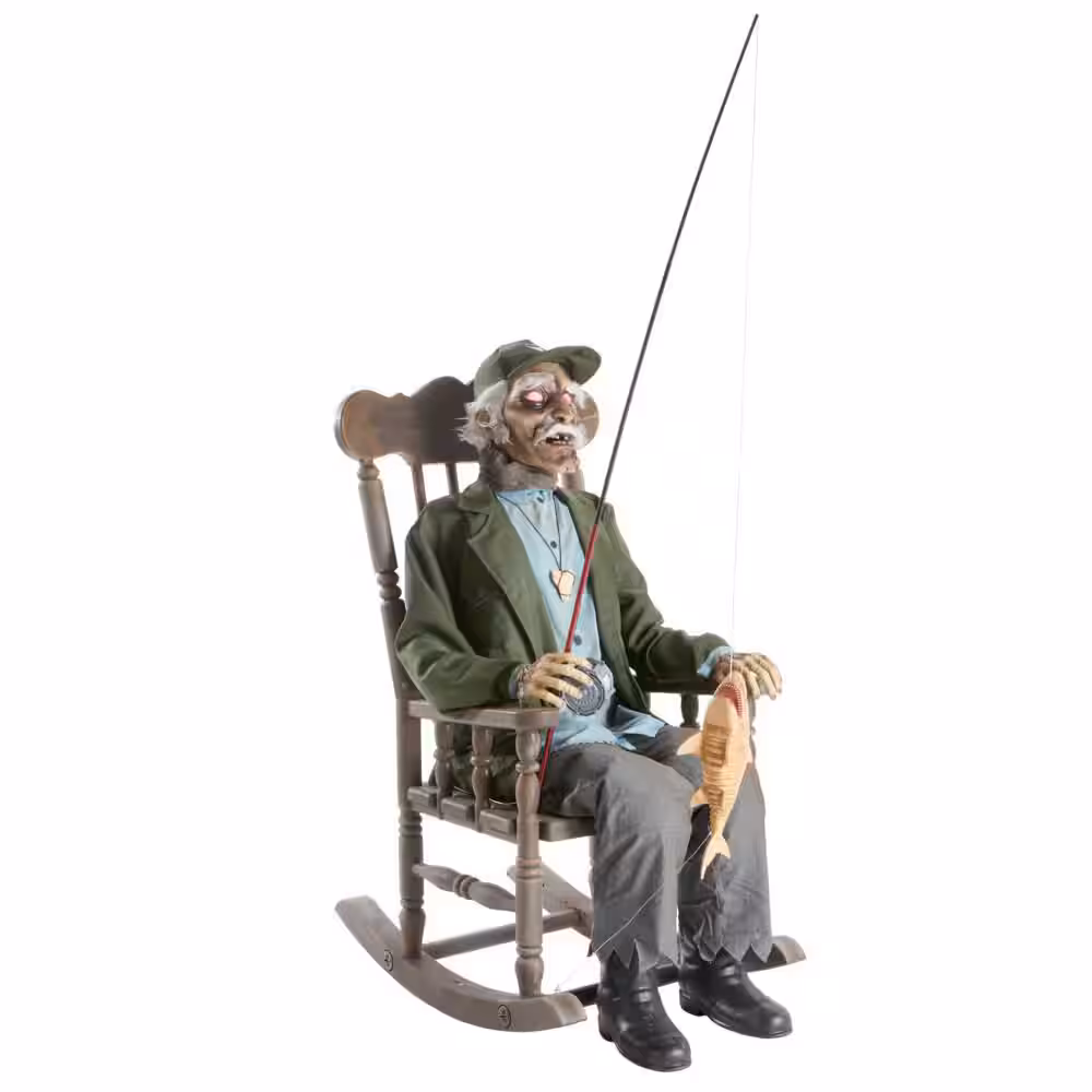 6.5ft Dead Water Fisherman in Rocking Chair Halloween Animatronic