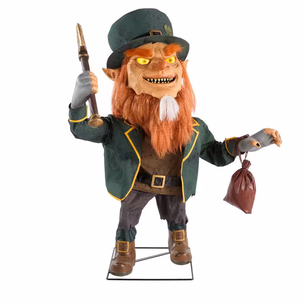 4,5 ft verfluchter Kleeblatt-Leprechaun Halloween-Animatronic
