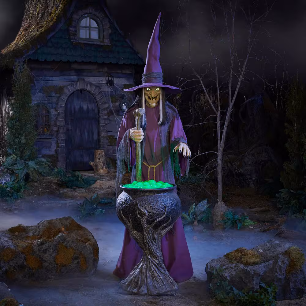8ft Brewing Witch Halloween Animatronic