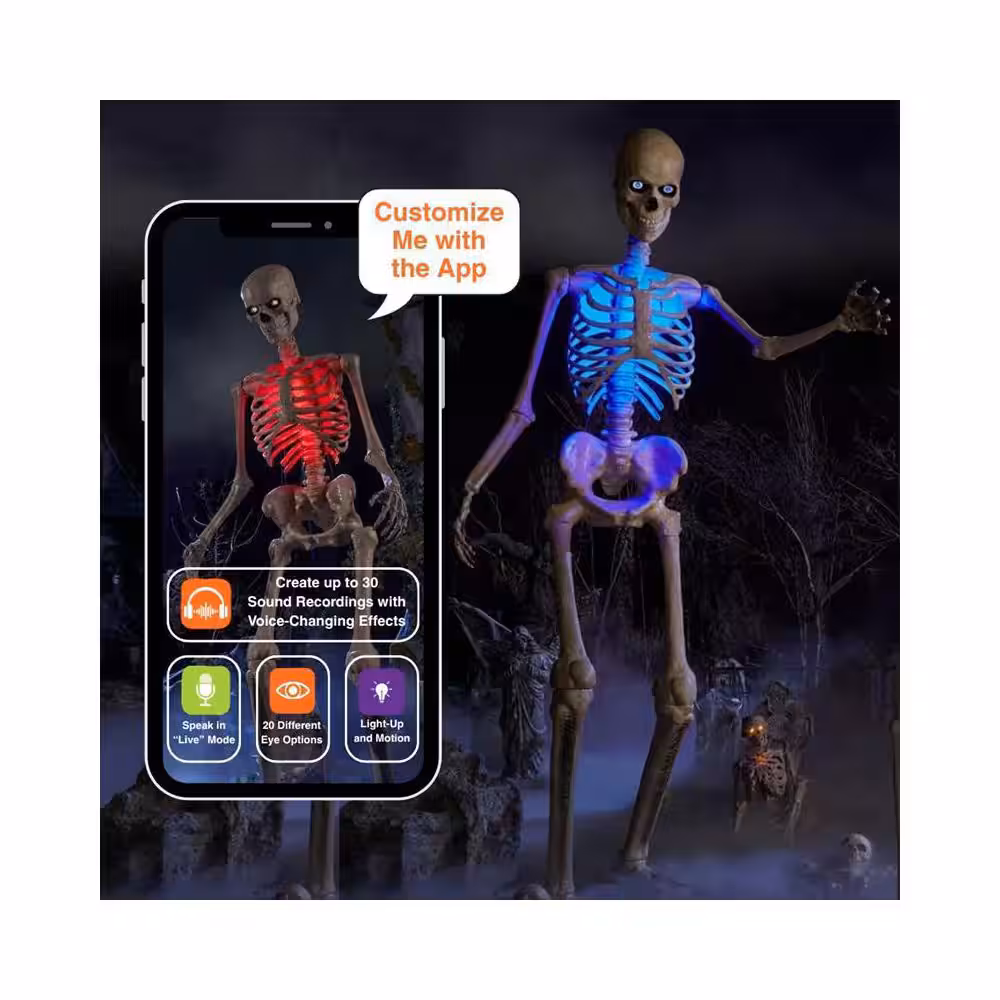 12 Fuß riesiges appgesteuertes Skelett Halloween-Animatronik