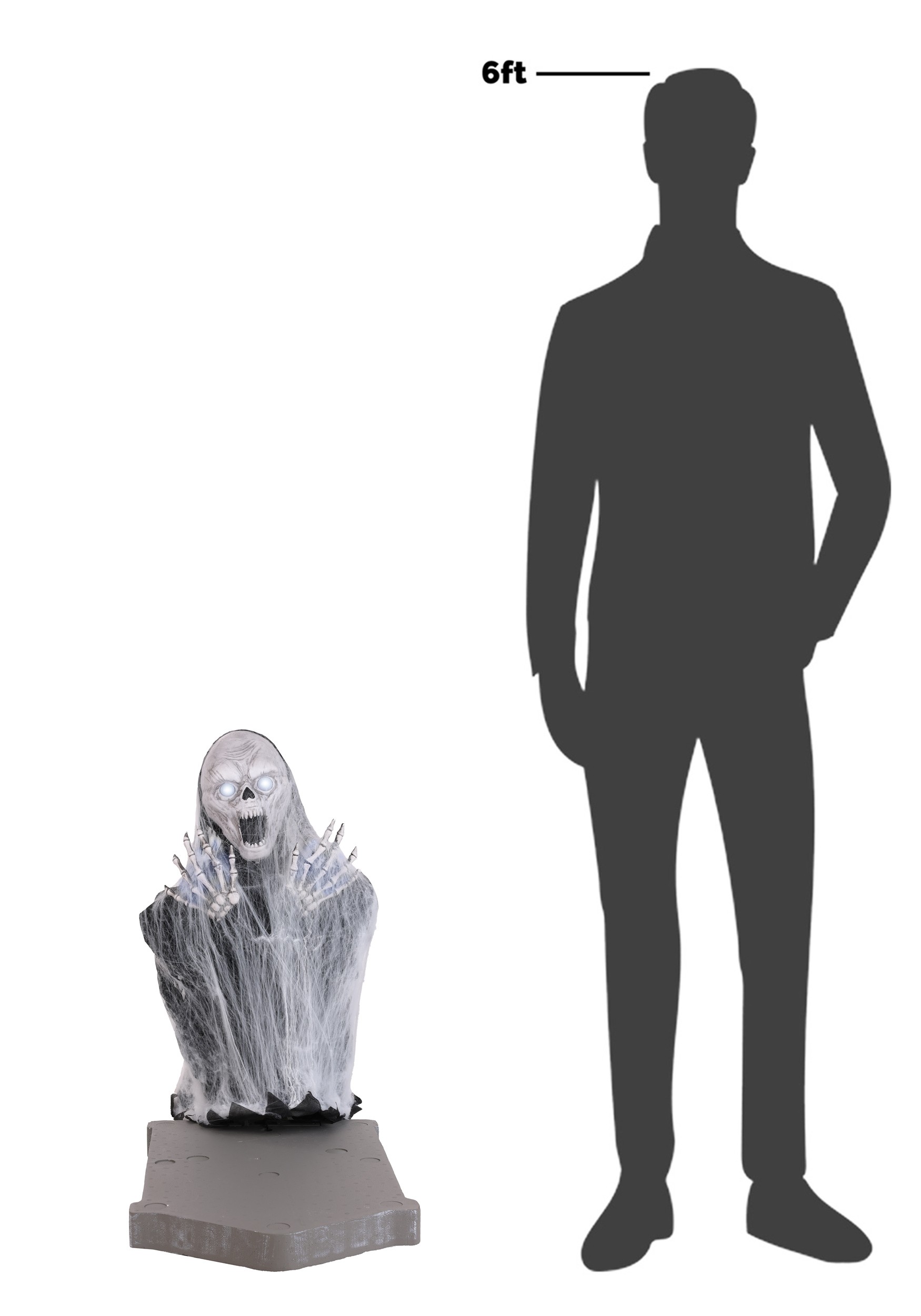 2.1ft Skull and Tombstone Halloween Animatronic