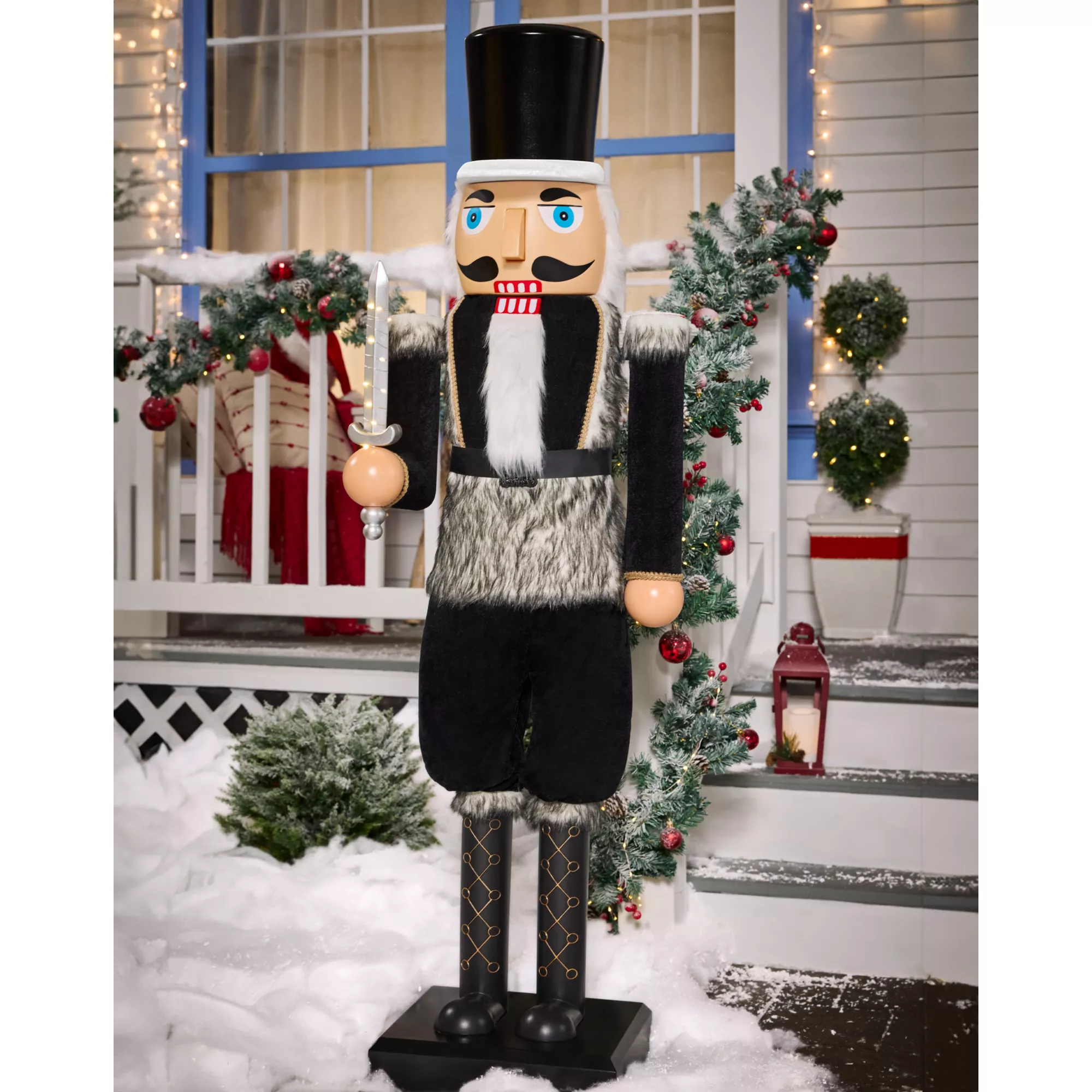 5ft Collapsible Black Nutcracker Animatronic