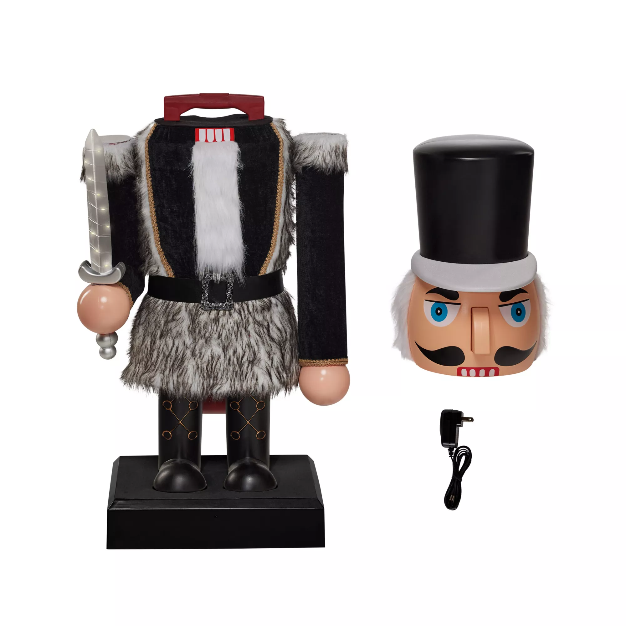5ft Collapsible Black Nutcracker Animatronic