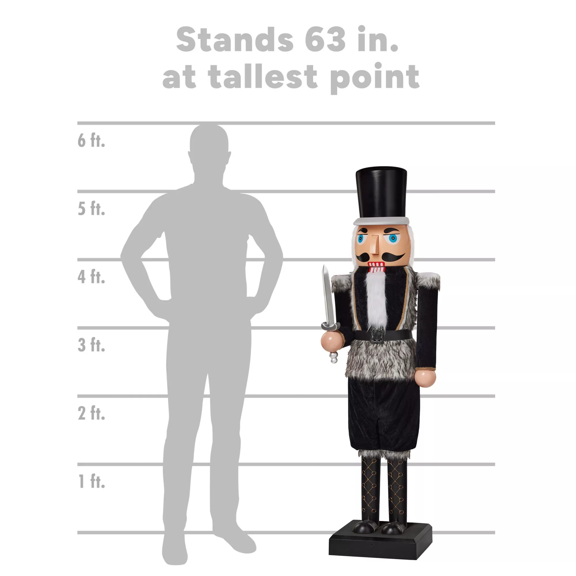 5ft Collapsible Black Nutcracker Animatronic