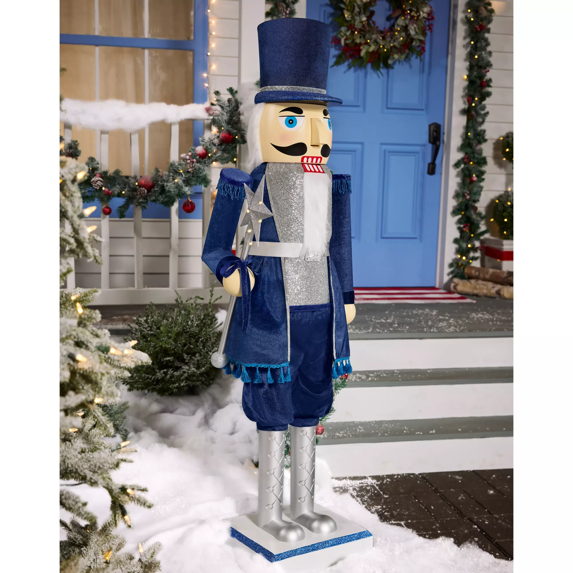 5ft Collapsible Navy Blue Nutcracker Animatronic