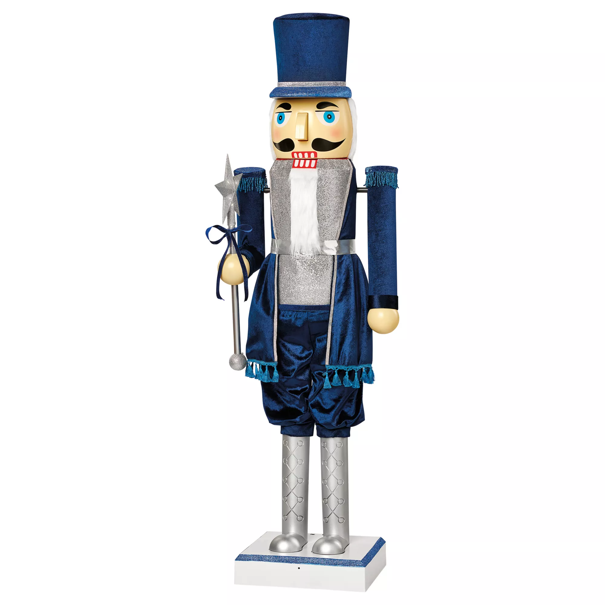 5ft Collapsible Navy Blue Nutcracker Animatronic