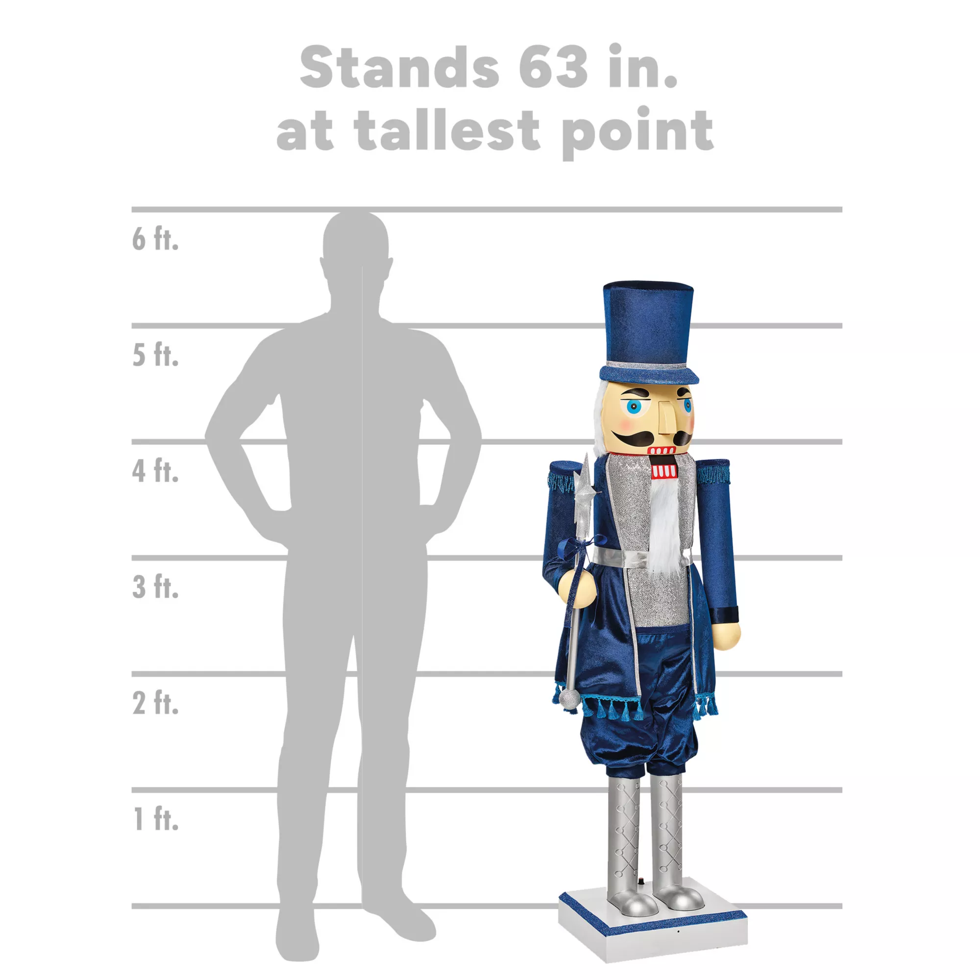 5ft Collapsible Navy Blue Nutcracker Animatronic