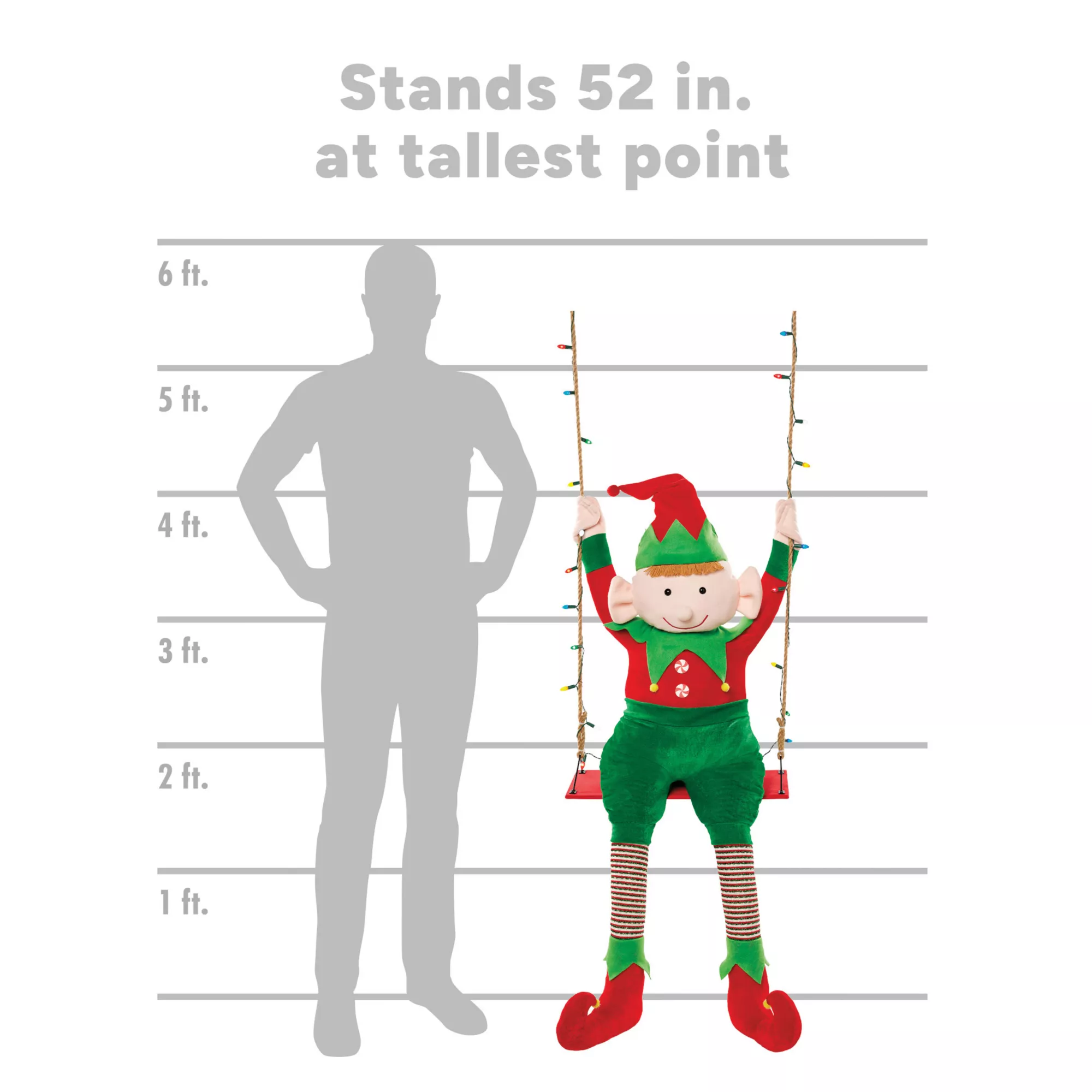 4ft Swinging Elf Christmas Animatronic