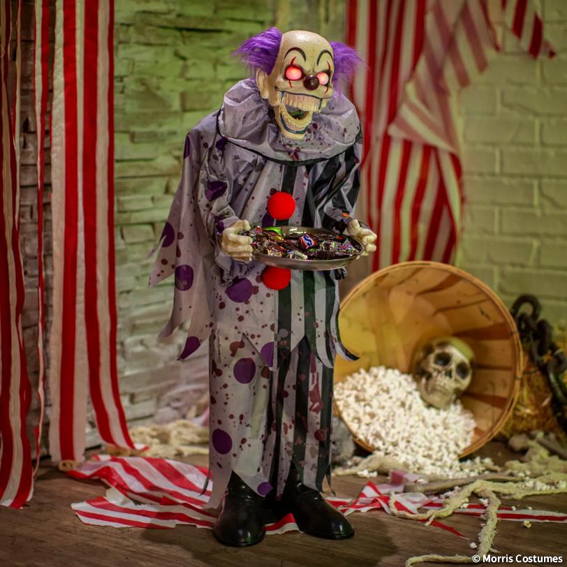 3ft Talking Clown with Trick or Treat Plate Halloween Animatronic