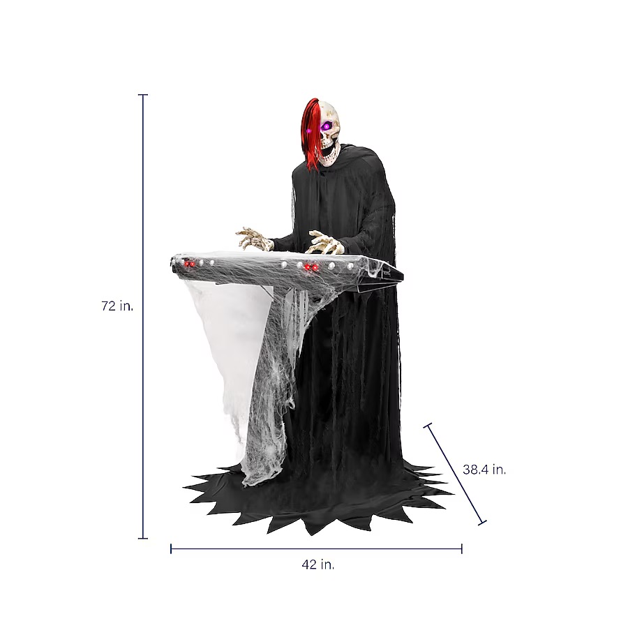 6 Fuß großes Skelett-Sensenmann-Keyboard-Spieler Halloween-Animatronic