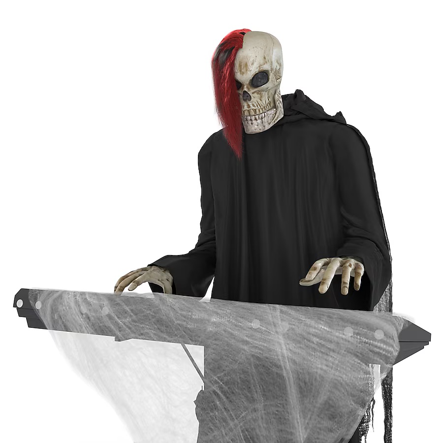 6 Fuß großes Skelett-Sensenmann-Keyboard-Spieler Halloween-Animatronic