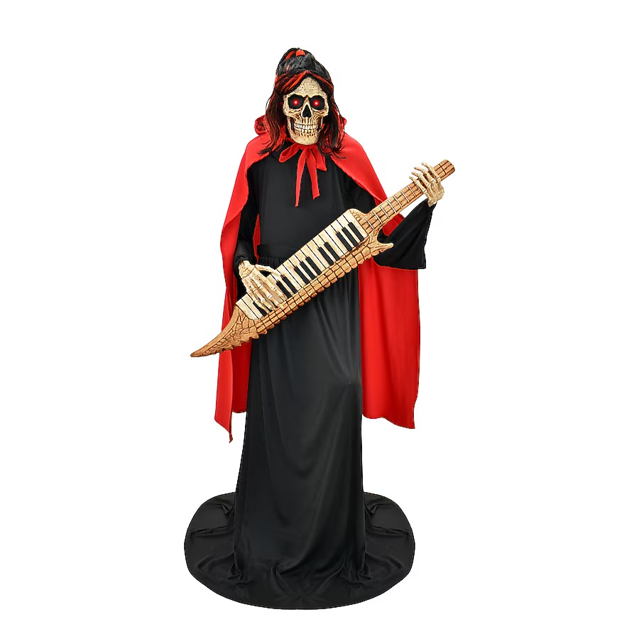 5,5 Fuß großer Skelett-Schnitter-Keytar-Spieler Halloween-Animatronic
