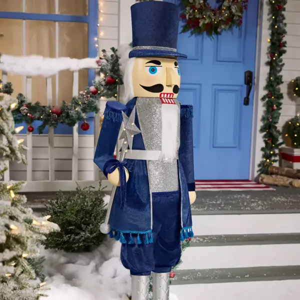 5ft Collapsible Navy Blue Nutcracker Animatronic