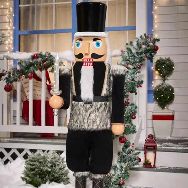5ft Collapsible Black Nutcracker Animatronic