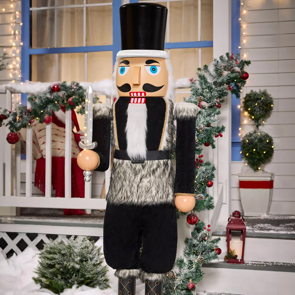 5ft Collapsible Black Nutcracker Animatronic
