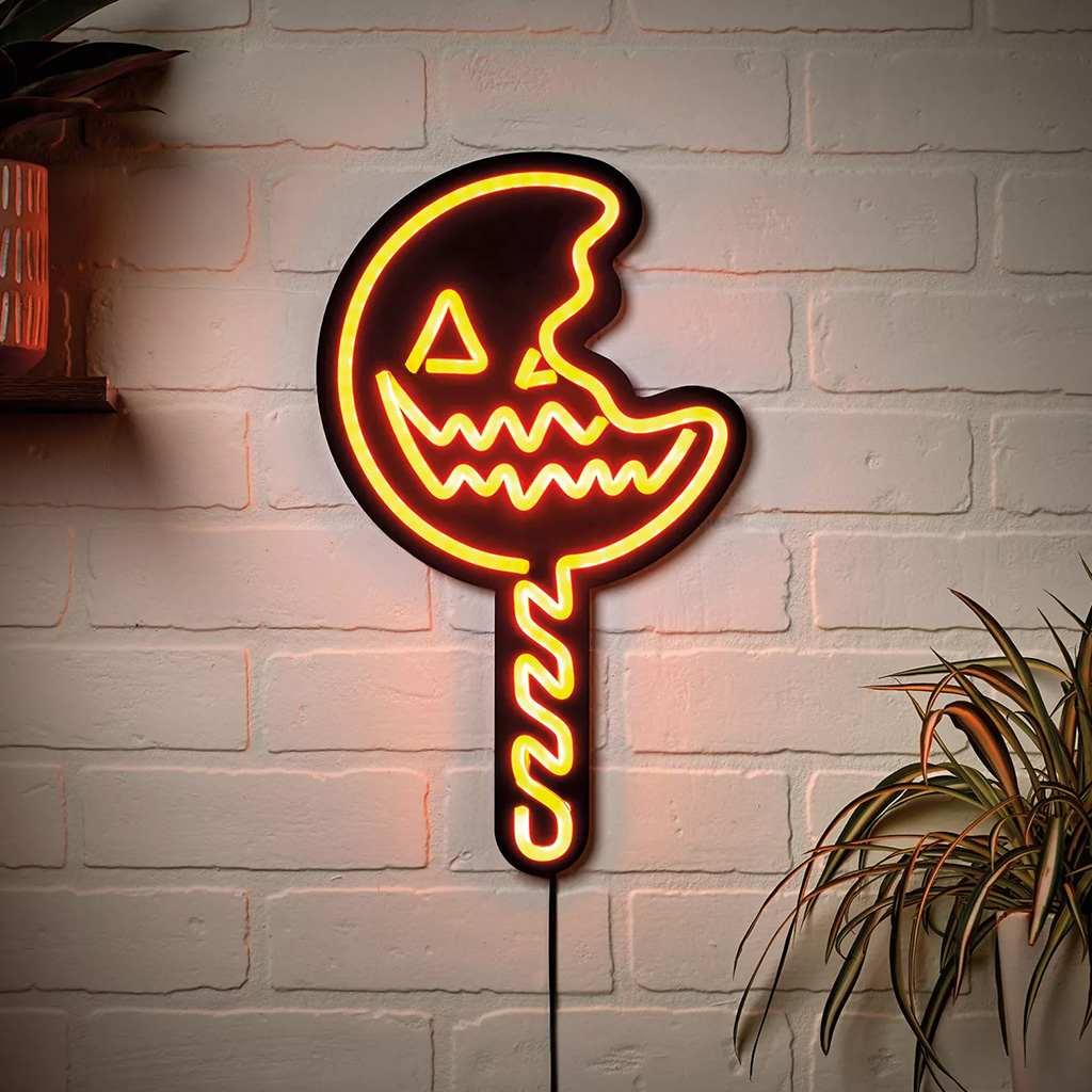 Enseigne lumineuse LED néon sucette Trick 'r Treat (Spirit Halloween)
