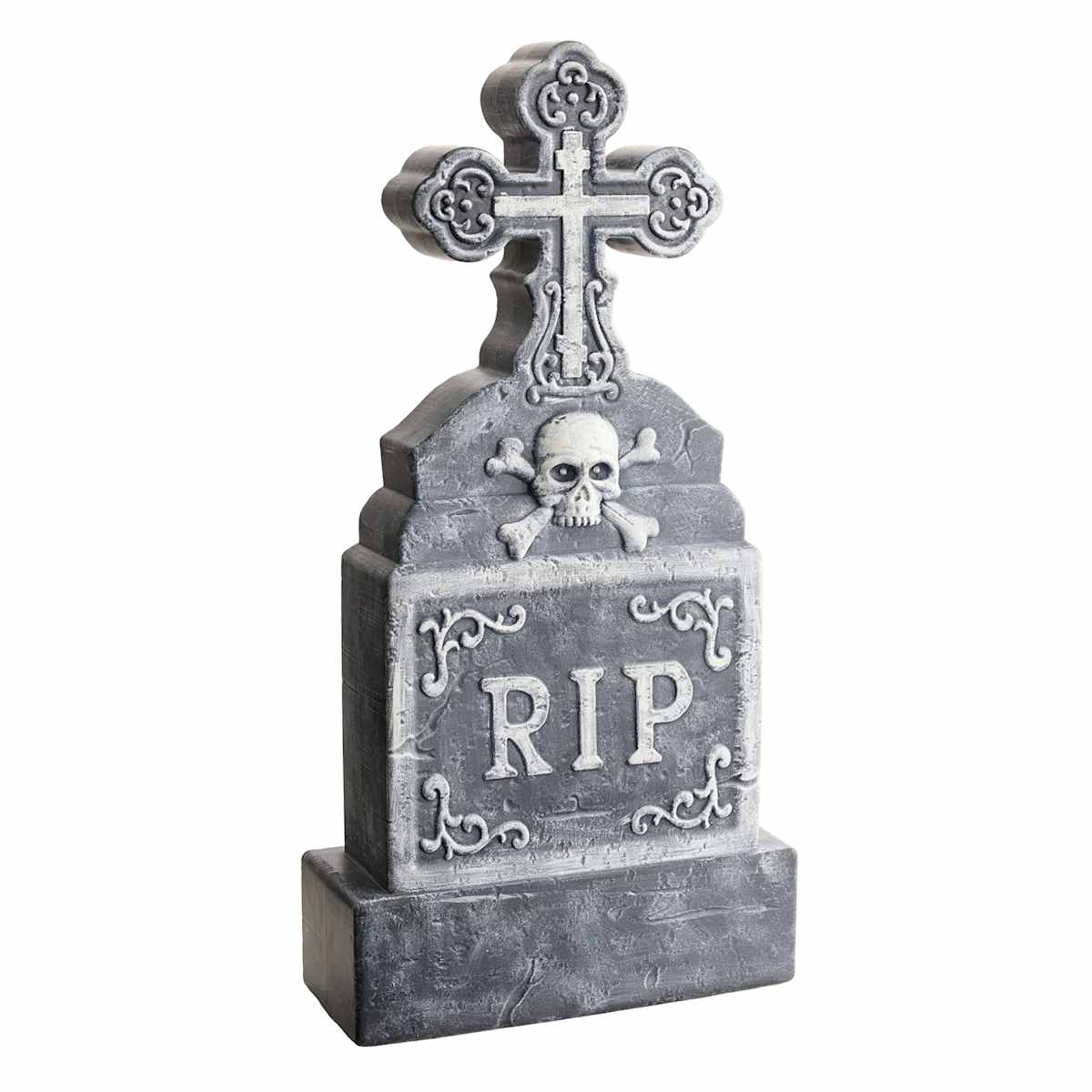 3ft Large Light Up Grey Cross Plastic Tombstone