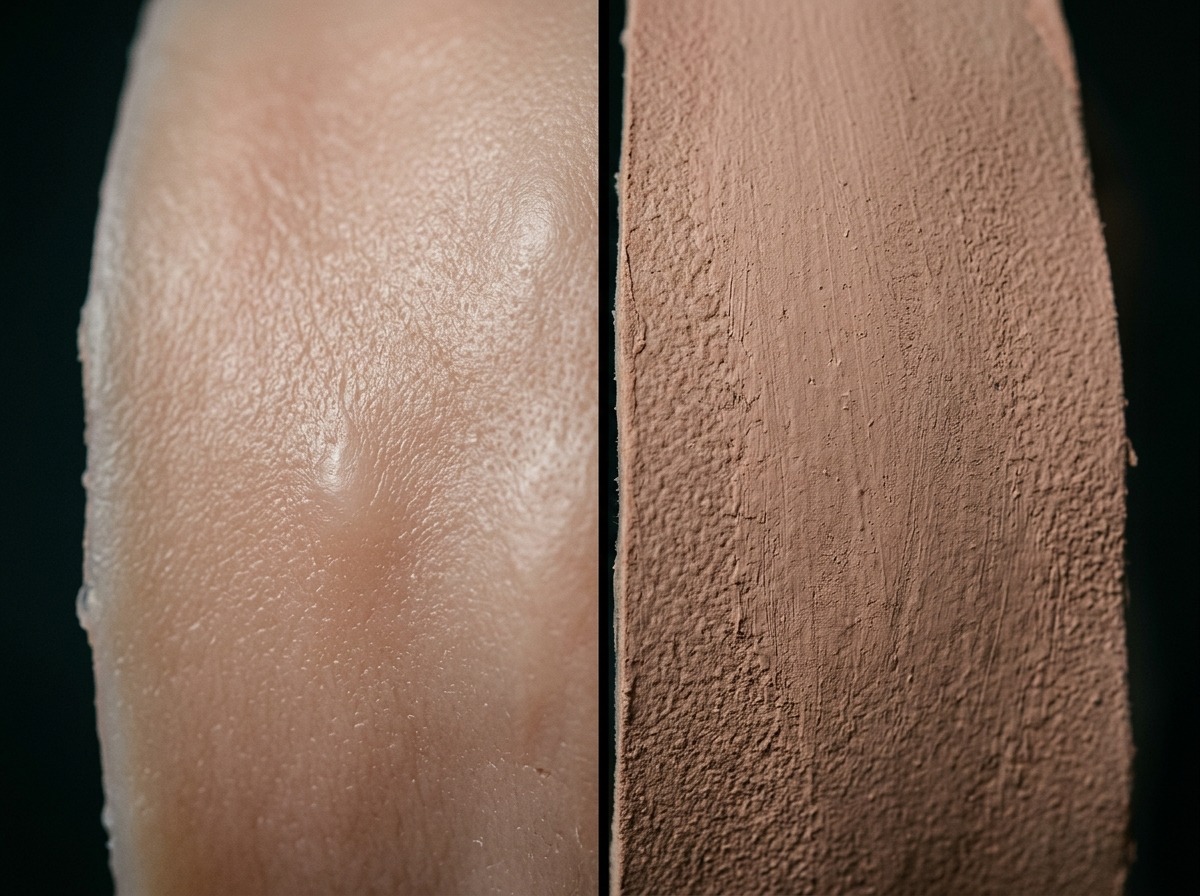 Macro comparison of silicone and latex mask material texture side by side