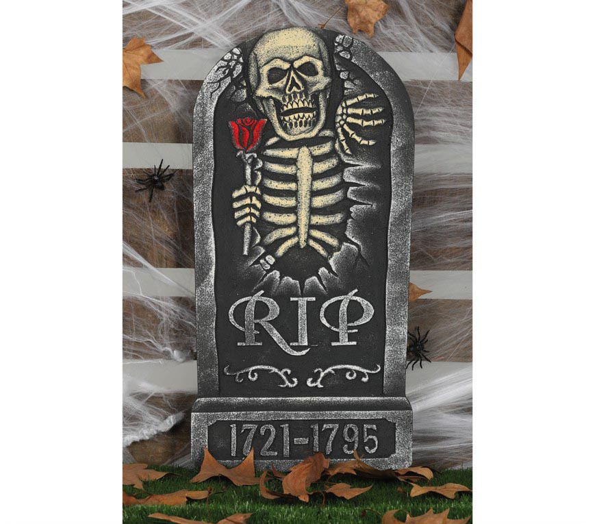 Large 65cm Tombstone - RIP Skeleton