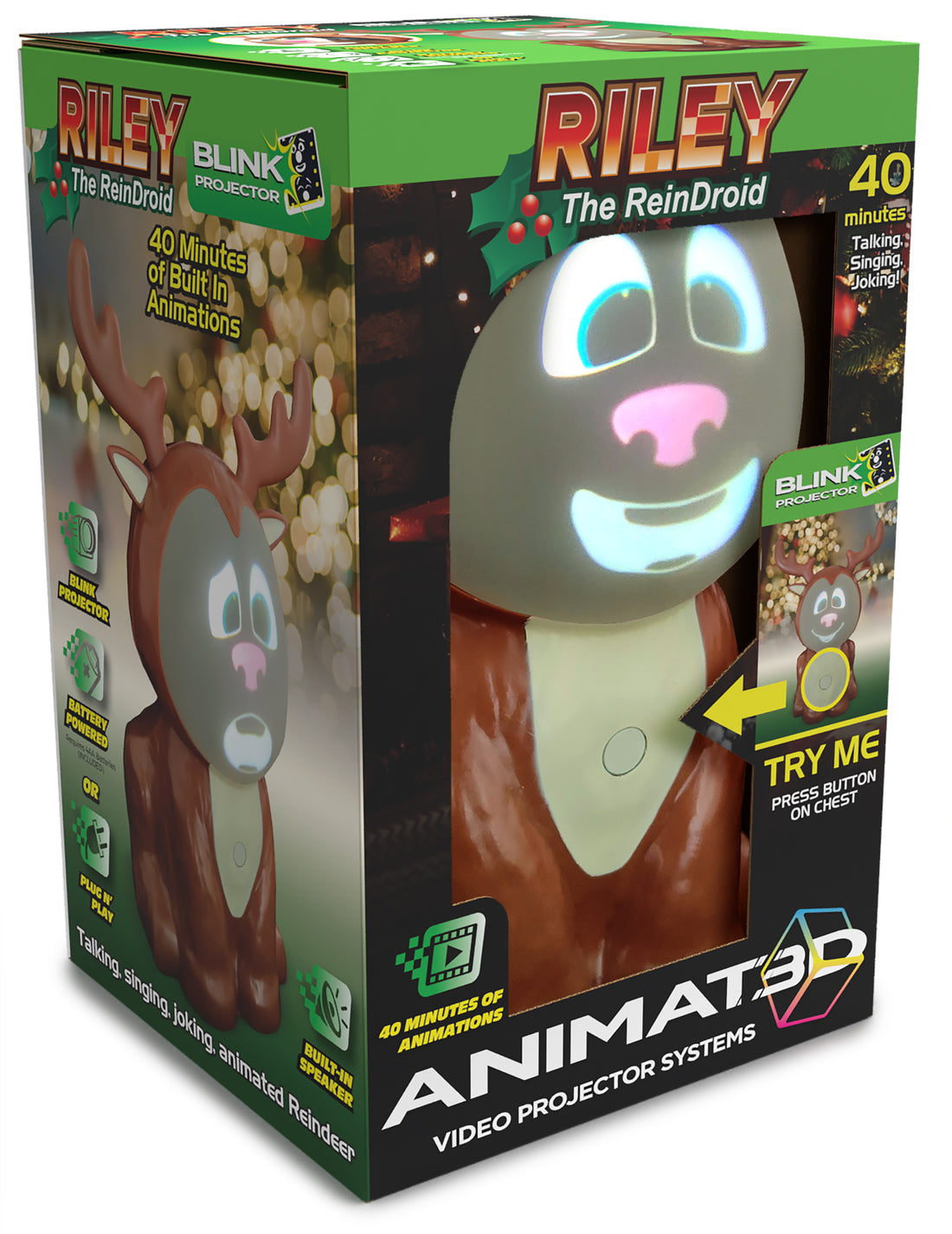 BlinkTech Animated Riley The ReinDroid with Projector & Speaker
