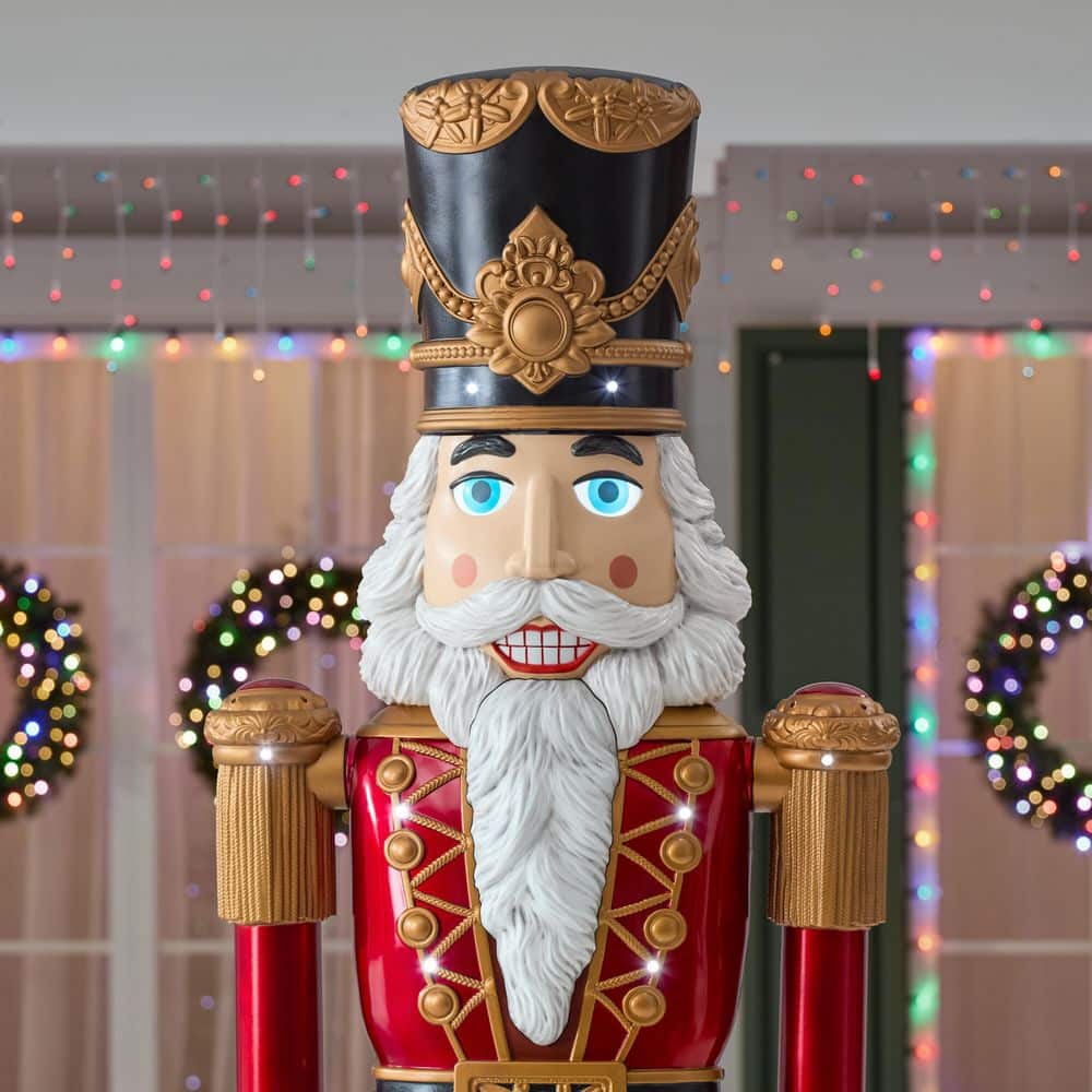 8ft Vintage Nutcracker with LCD Eyes