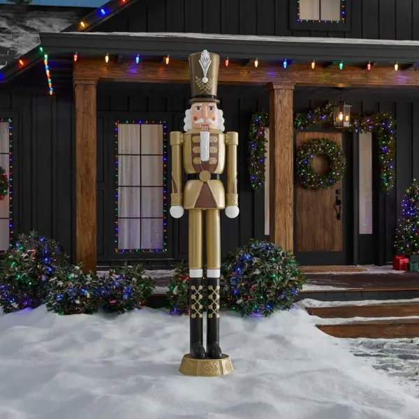 8ft Gold Nutcracker with LCD Eyes