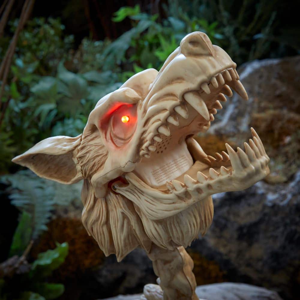 2.5ft LED Skeleton Wolf Halloween Animatronic
