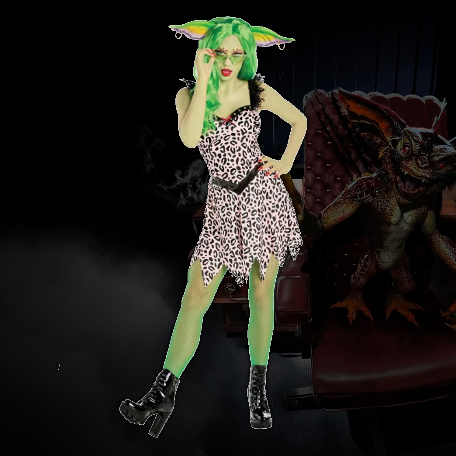 Gremlins - Greta Gremlin Halloween Costume, Ears & Wig (Spirit Halloween)
