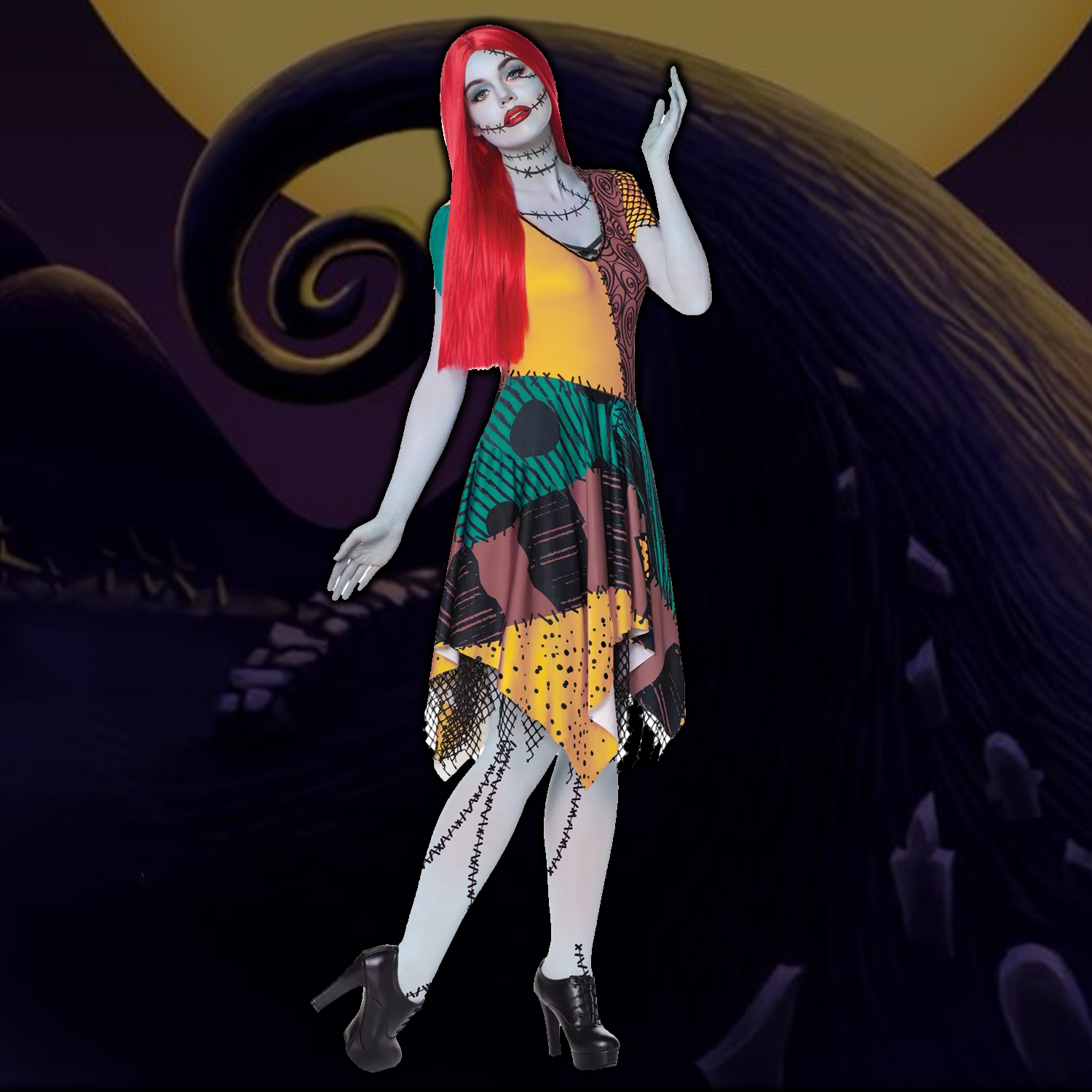 The Nightmare Before Christmas - Sally Costume & Wig (Spirit Halloween)